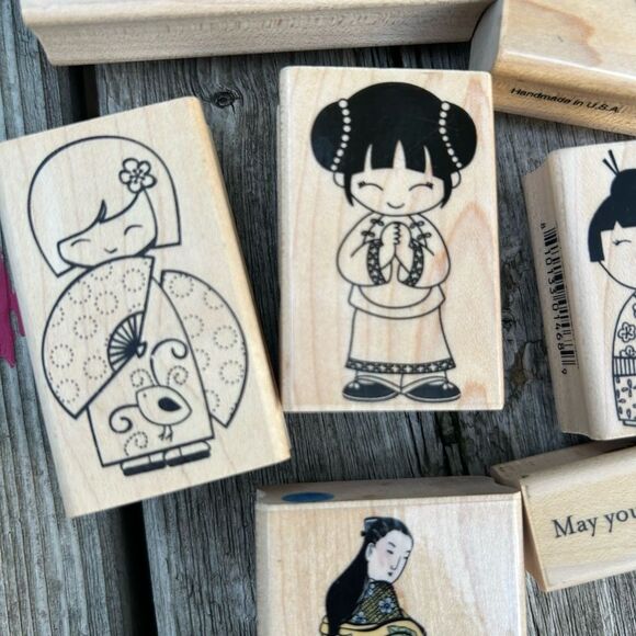Vintage Asian-Inspired Wooden Stamp Set - Picture 16 of 16